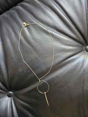 Ralph Lauren Gold Circle Pendant Necklace with Spike Drop